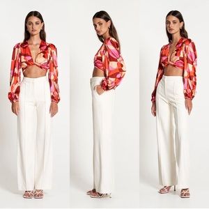 NWT Sofia The Label FARRAH STRAIGHT LEG WOOL HIGH WAIST DESIGNER PANTS TROUSERS